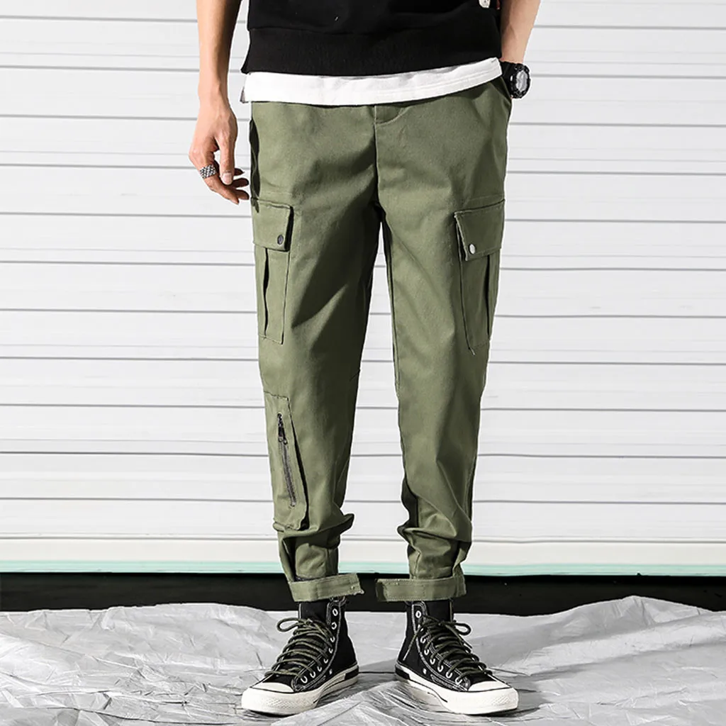Army Green Vogue Cargo Брюки мужские летние новые стильные повседневные рабочие мульти-карманные модные хип-хоп удобные брюки-Карандаш мужские - Цвет: Army Green