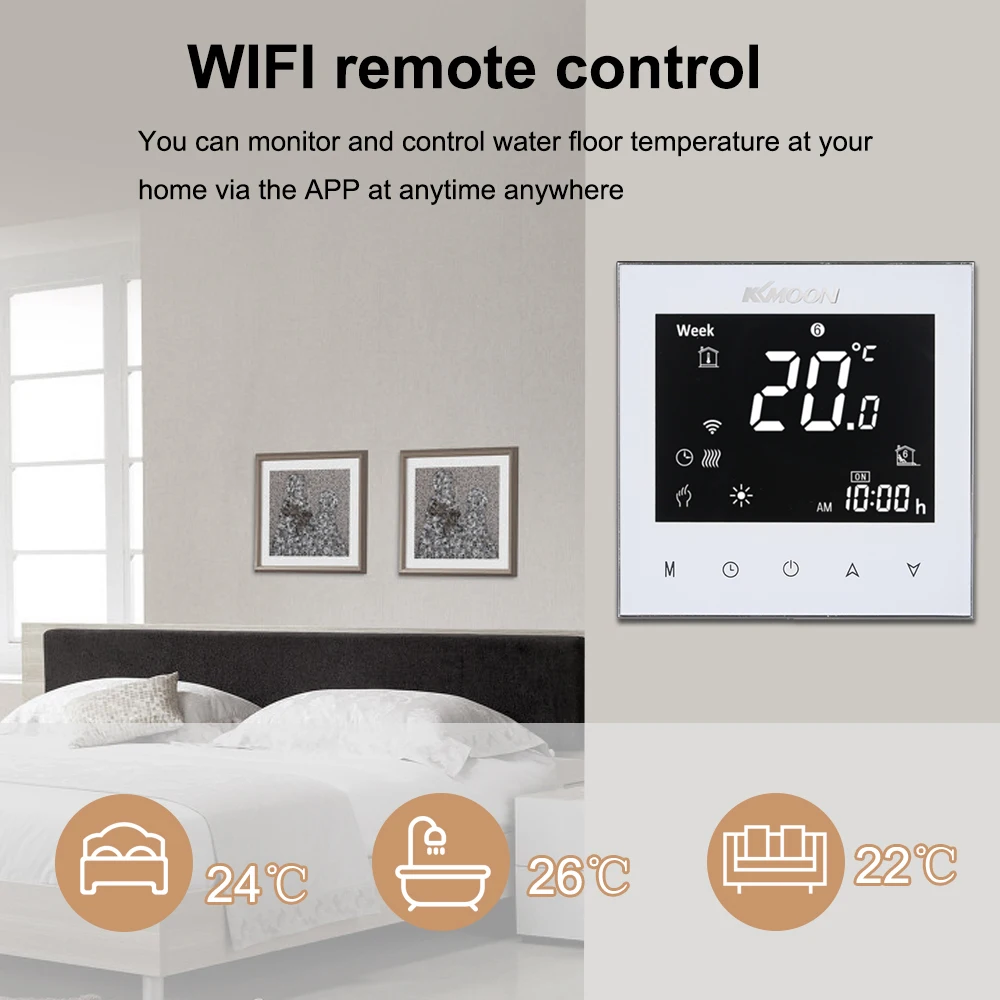 KKmoon цифровой термостат для подогрева полов для электрической системы отопления напольный датчик воздуха WiFi домашний комнатный регулятор температуры