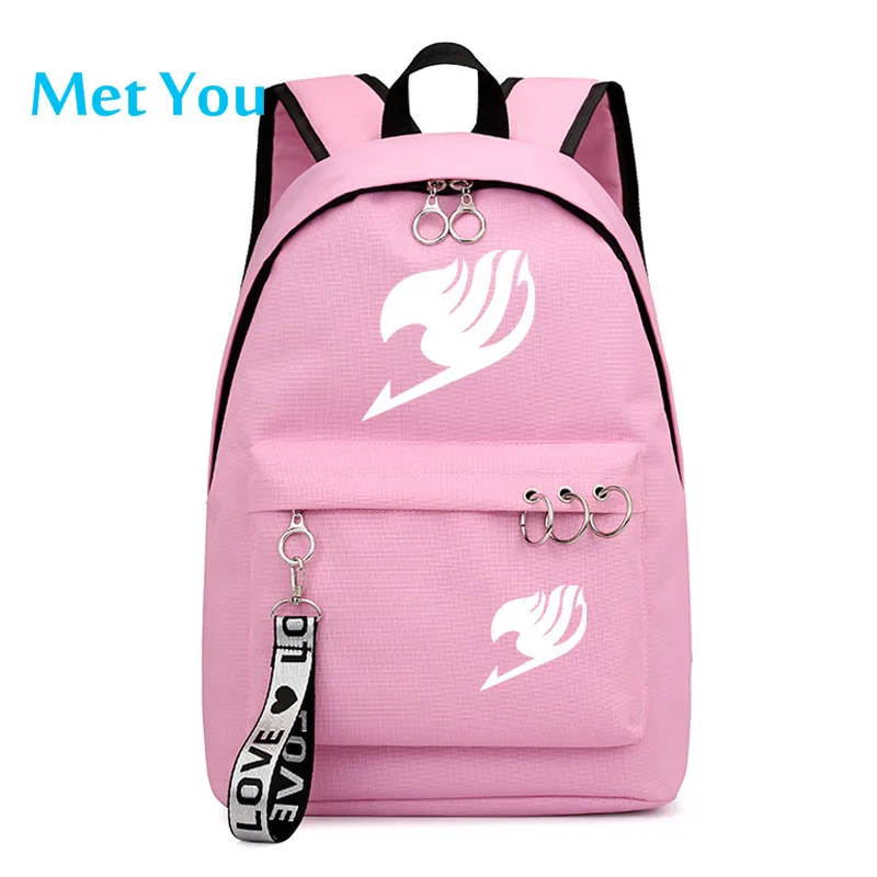 Style 9 Аниме Феи хвост рюкзак школьный книги сумки Mochila дорожные сумки ноутбук кольцо с изображением ленты рюкзак в форме круга розовый черный - Цвет: Style 9