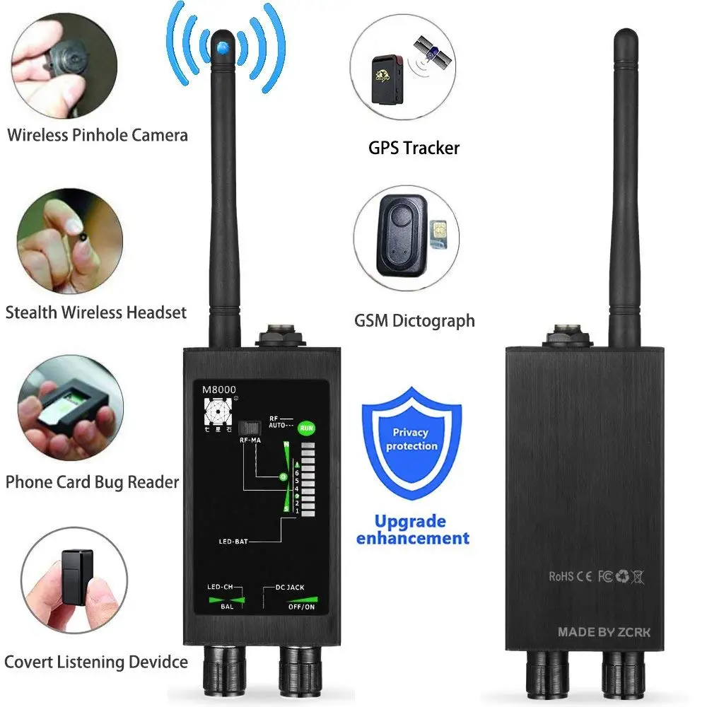 

M8000 Jammer Signal Blocker Wiretap Bug Mini Hidden Camera Spy Camera Cell Phone GPS GSM RF Sound Signal Spy Device Detector