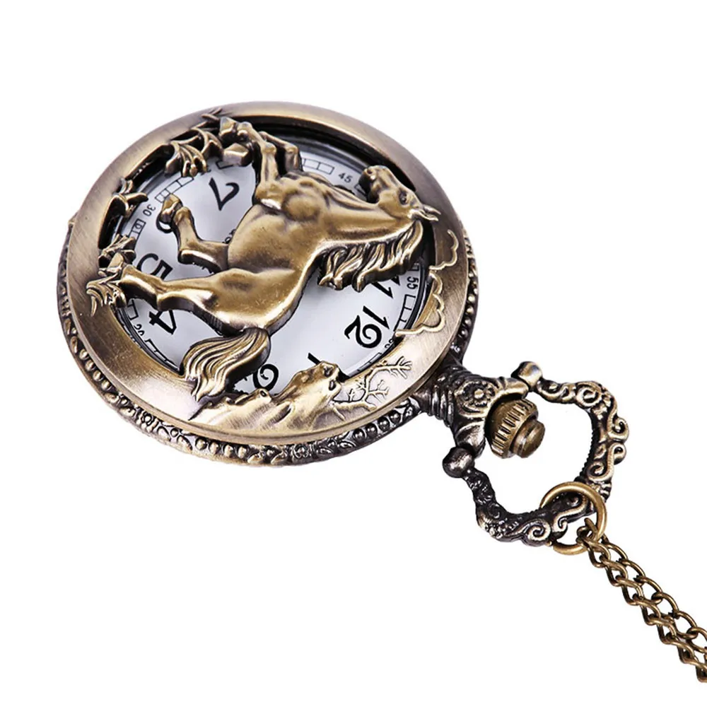 Антикварные карманные часы самые большие карманные часы ожерелье, подарок деда лошадь узор Ретро указатель Горячие карманные часы 03