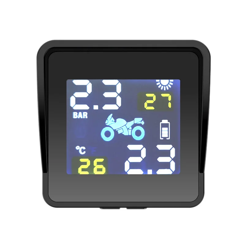 

LCD Solar Charging Motorcycle Motor Tire Pressure Tyre Temperature Monitoring Alarm System Motor Tyre Tool with 2 External Senso
