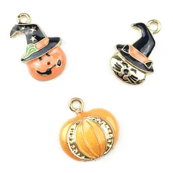 

10Pcs Halloween Safe Pumpkin Cats Hat Durable Alloy Charm Pendants Necklaces Jewelry Diy Accessory Small Pendant Festival Gifts