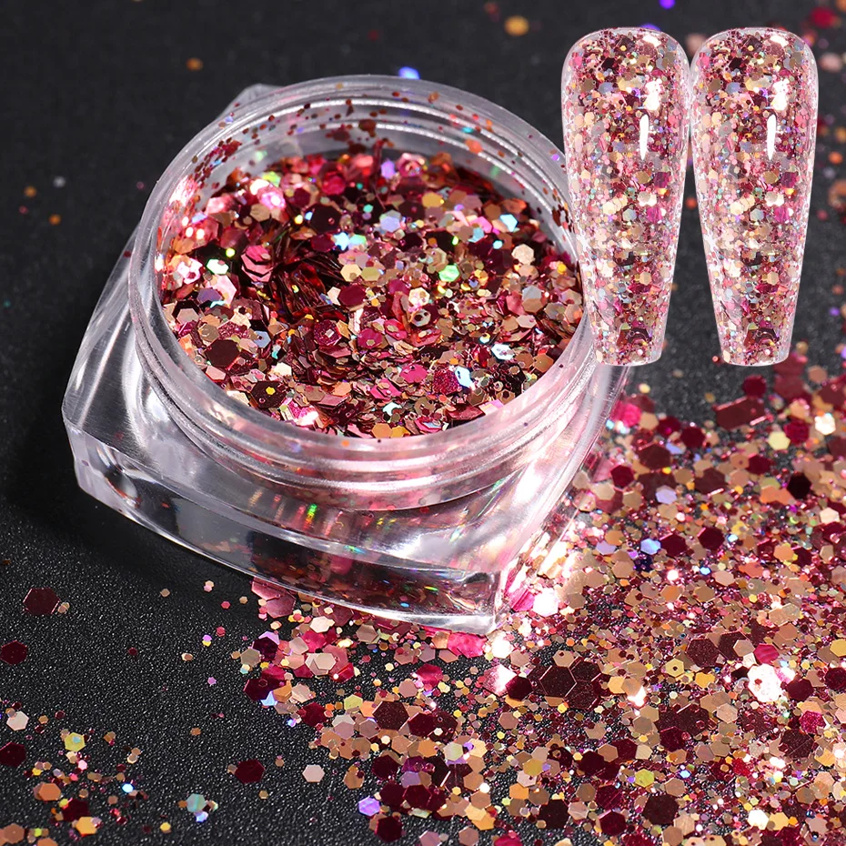 Mix Nails Art Glitter Powder Sequins Shine Chrome Pigment Powder Flakes Nail Accesoires Decorations for Manicure Design (11)