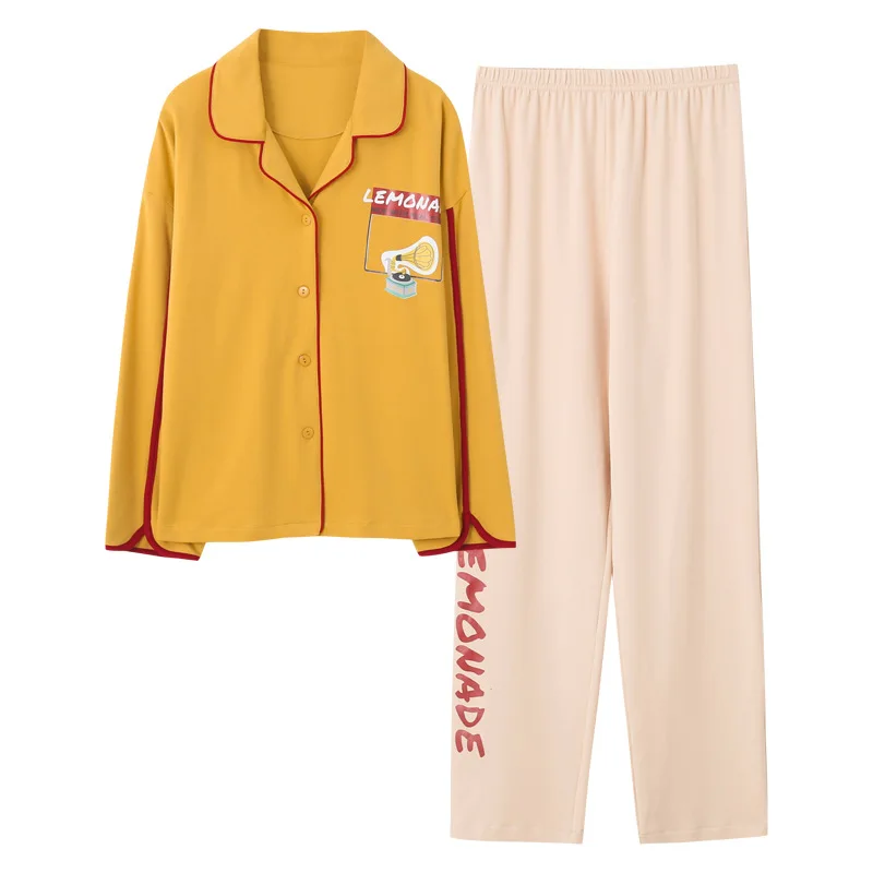 

Autumn Winter Pajamas Set Women Korean Turn-down Collar Plus Size Pijama Couple Thin Cute Sleepwear Kawaii Pyjama Femme Cotton