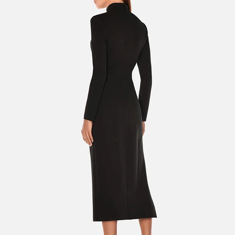 INDRESSME Новое Сексуальное Женское весеннее модное платье с круглым вырезом с вырезом Бандажное платье с длинным рукавом Вечерние Клубные платья до середины икры