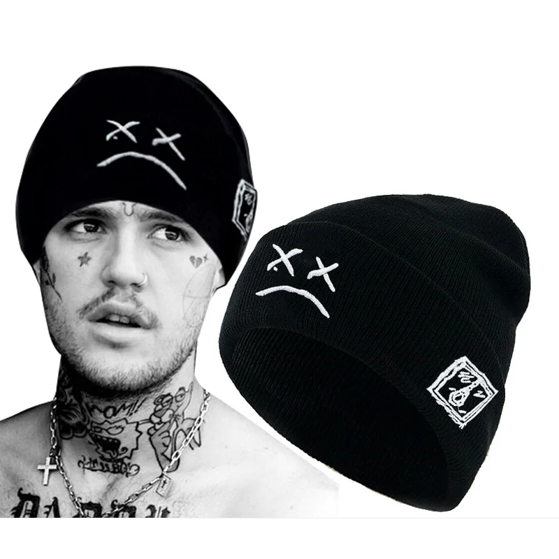 Unisex Lil Peep Hip Hop Embroidery Knitted Crown Cap Winter Warm Beanie Hat