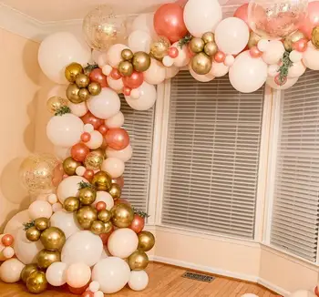 

101pcs Rose Gold Balloon Garland Arch Kit Rose Gold Pink White Gold Chorme Latex Balloons for Baby Shower Wedding Birthday Party