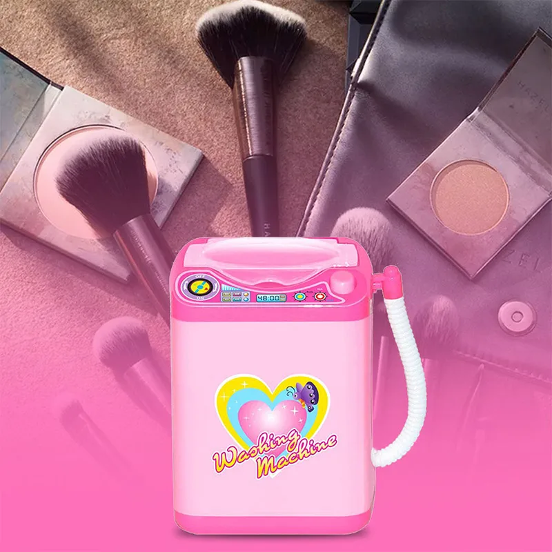 

Mini Washing Machine Electric Makeup Brush Cleaning Washer Pink 360 Rotation Automatic Beauty Makeup Tools Cleaner Kids Toys