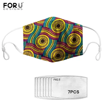 

FORUDESIGNS African Style Face Masks 3D Mandala Flower Print Women Mouth Mask Elastic Female Adjustable Mouth Muffle with Filter