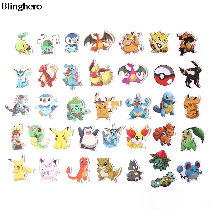 20 компл./лот Blinghero Пикачу 36 шт./компл. Kawaii аниме-наклейки ручка наклейки для ноутбука альбом наклейки BH0098