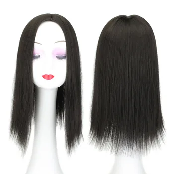 Women Hair Topper Piece Synthetic Hair 3 Clips In one piece Hair Extension long straight High Temperature Fiber 3