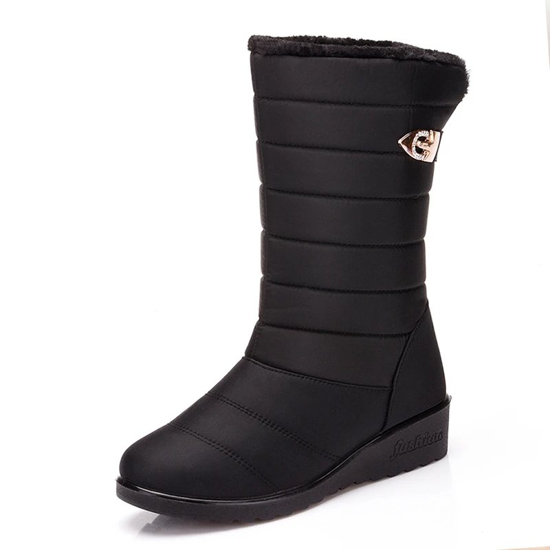 Women Boots Mid-Calf Winter Boots With Wedges Heels Botas Mujer Waterproof Snow Boots Women Winter Shoes