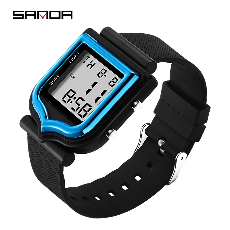 SANDA, спортивные часы, мужские электронные часы, многофункциональные часы, мужские электронные часы, мужские светодиодный электронные часы - Цвет: black blue