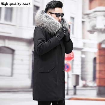 Kaufen Kleidung, Herren Winter Mantel 2020, Echt Mann Kaninchen Rex Mantel, 100% WaschbÀr Pelz, Parka Erkekler Ceket Lxr828