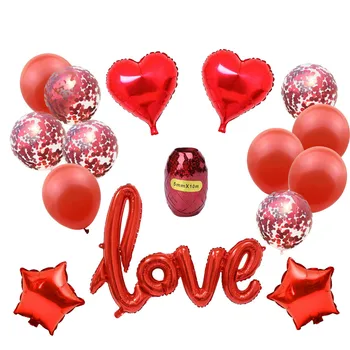 

ZLJQ LOVE Foil Balloons Kit Wedding Party Decorations Star Confetti Ballon Valentine's Day Bachelorette Hen Party Home Supplies