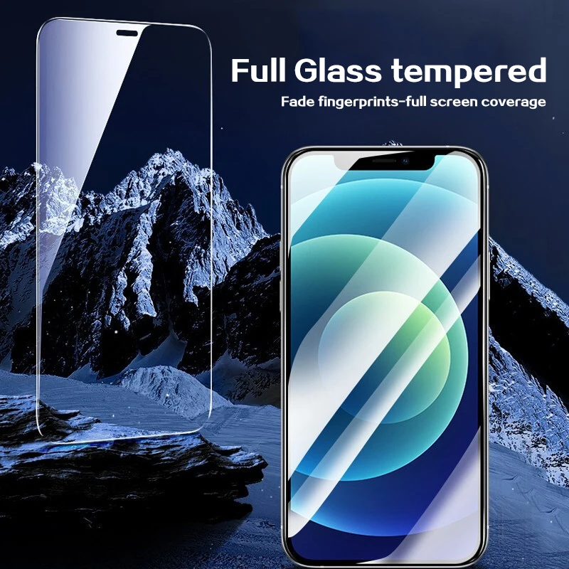4PCS Full Cover Protective Glass For iPhone 13 12 11 Pro Max Screen Protector For iPhone 6 7 8 Plus X XR Xs Max 13 Mini Glass