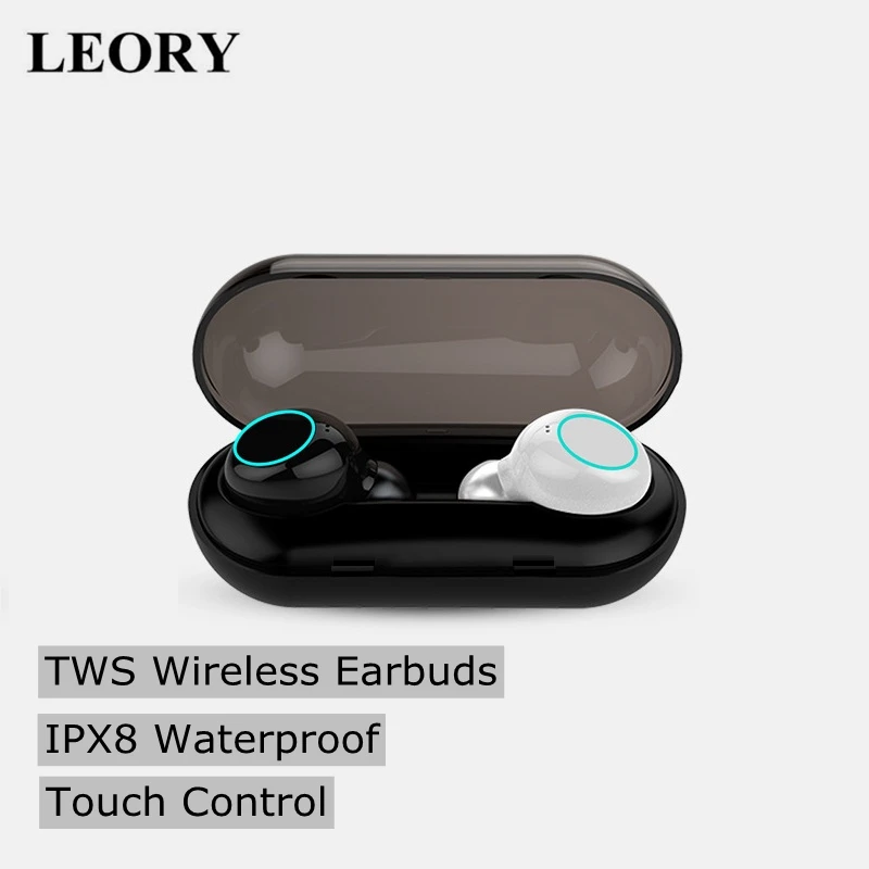 LEORY TWS Беспроводные bluetooth 5,0 наушники IPX8 водонепроницаемые спортивные наушники для плавания шумоподавление сенсорное управление гарнитура с микрофоном