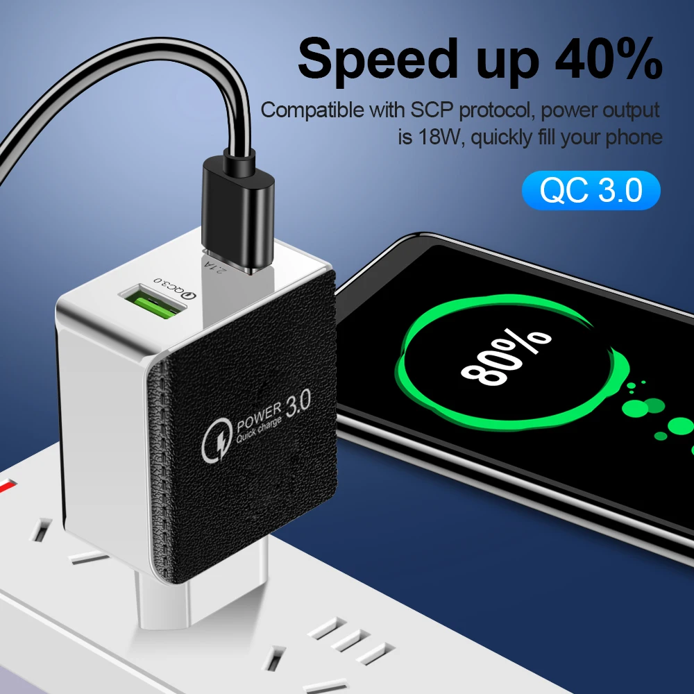 48W Quick Charge 4.0 3.0 USB Charger for iPhone 11 Xiaomi Huawei Samsung QC 3.0 4.0 Fast Charger USB Phone Adapter Fast Charging