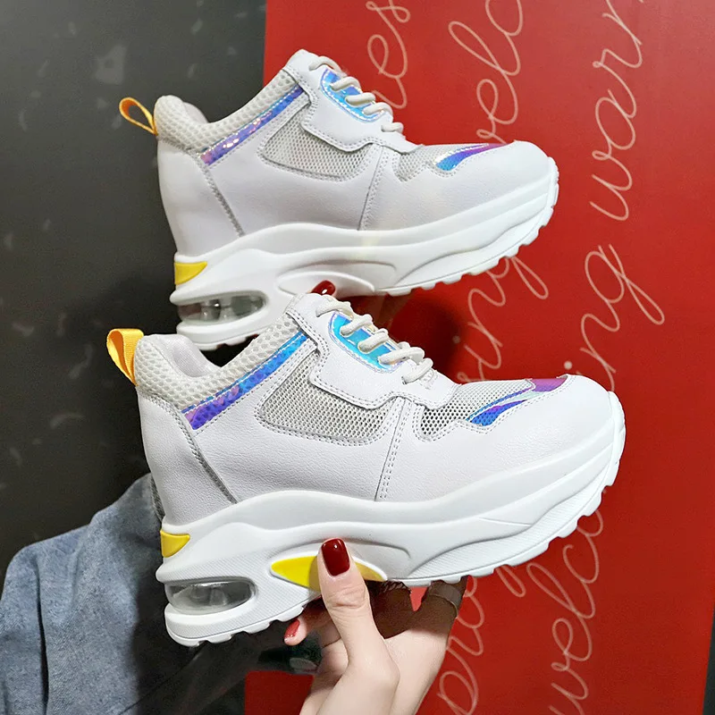 

CINESSD Mesh Chunky Sneakers Women Shoes Breathable Ladies Sneakers Platform 2020 Spring Wedges Shoes For Women Fashion Sewing