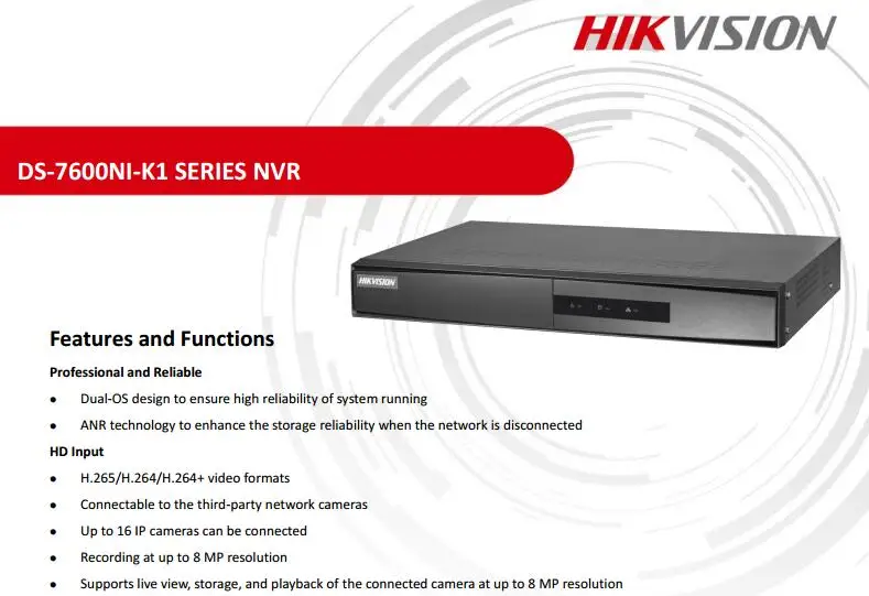 DS-7604NI-K1/4 P Встроенный Plug& Play 4K NVR 4CH поддержка NVR 1-ch HDMI 1-ch VGA HMDI до 4K