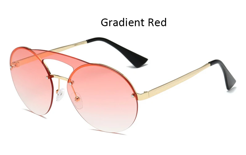 Женские солнцезащитные очки, Ретро стиль, круглые, без оправы, солнцезащитные очки для женщин, фирменный дизайн, розовые, зеркальные, женские очки,, модные очки - Цвет линз: Gradient Pink