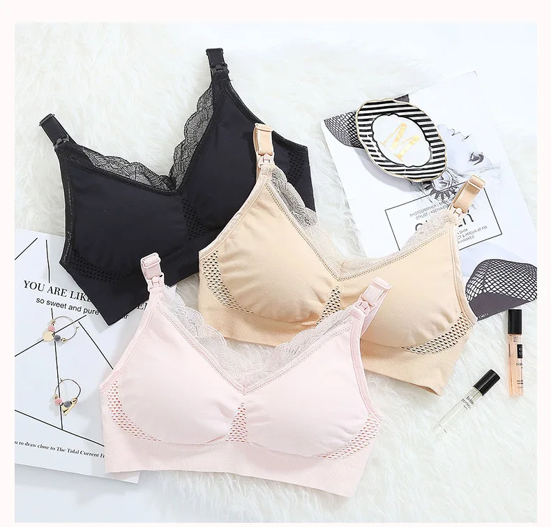 New Products Lace Nursing Bras Push up Non-Steel Ring Push-up Stylish Feeding Women's Pregnant Women Underwear Pregnancy Bra
