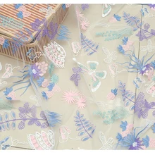 LASUI Новинка 1 ярд = 1 шт. эластичность полый цветок бабочка вышивальная сетчатая кружева ткань DIY модное платье украшение X0590