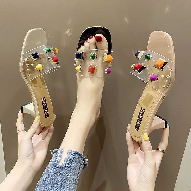 

Sandals Women's 2019 Summer New Style WOMEN'S Shoes Europe And America Peep-Toe Outer Wear Slippers Hallow Slip-on Sexy Sandals