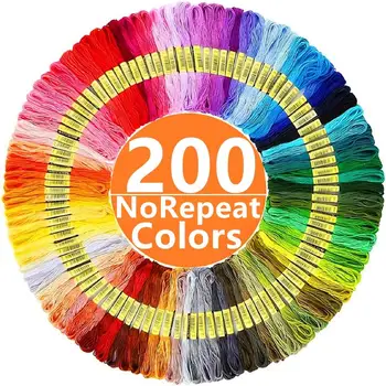 

Embroidery Thread 200 Colors Embroidery Floss Cross Stitch Kit Premium Rainbow Embroidery DIY Threads Crafts Cotton Sewing Skein