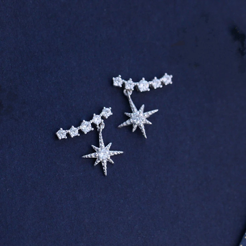 

Charm stud earrings for women,snowflake six-pointed star Pendant earring,ear bone earlobe piercing fine jewelry party Accessory