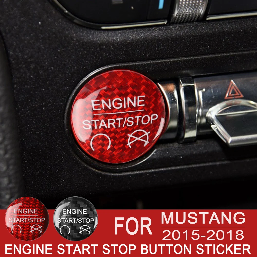 

For Ford Mustang 2015 2016 2017 2018 2019 2020 Car-Stying Engine Start Stop Button Sticker Cover True Carbon Fiber Accessories