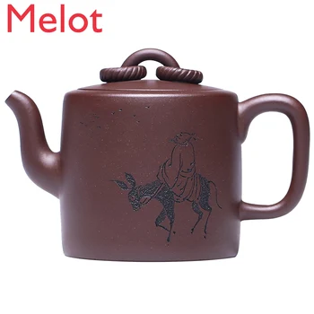 

Yixing teapot is hand-carved and painted by Roshi clay double-ring small-capacity household teapot with single pot