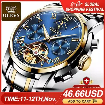 

OLEVS Men Watch Automatic Mechanical Business Skeleton Slef-Wind Luxury Stainless Steel Waterproof Luminous Wrist Watch 2020 New