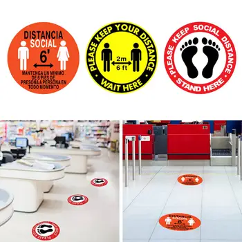 

5pcs Social Distancing Signs Keep 6ft Distance Floor Decal Sticker Self-Adhesive Safety Sign for Office Restaurant Grocery