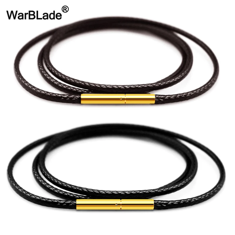 1-3mm Black Necklace Cord Leather For Men Women DIY Jewelry Making Wax Rope Lace Chain With Stainless Steel Clasp | Украшения и