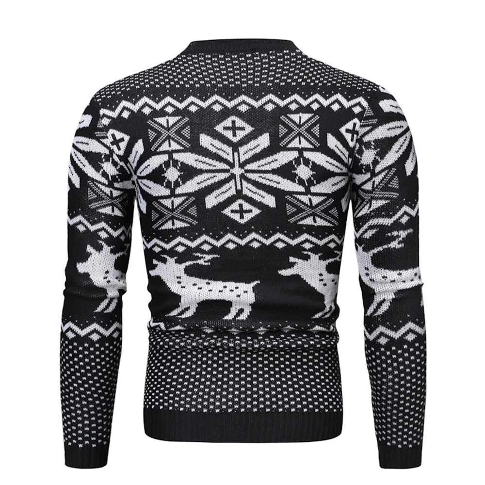 CYSINCOS Мужской Повседневный свитер, Рождественский пуловер с круглым вырезом и принтом оленя, осенне-зимний вязаный джемпер, свитера, облегающая мужская одежда