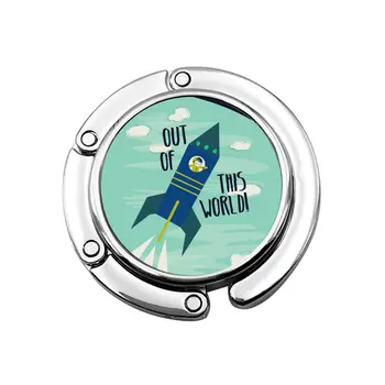 

NOISYDESIGNS Hot New Bag Hook Portable Foldable Folding Table Purse Bag Blue Rocket Cartoon Hook Hanger Holder Handbag Mujer