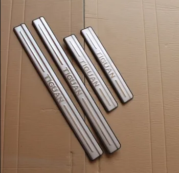 

For Volkswagen Tiguan 2010--2015 Threshold Strip Ultra-thin Scuff Plate Door Sill Stainless steel Pedal welcome Car Styling
