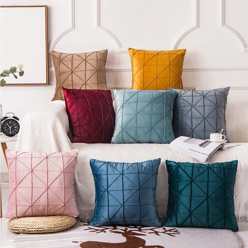 Modern Nordic Soft Velvet Cushion Cover Decor Pillow Case Solid Color Sofa Throw Covers Home 45*45cm | Дом и сад
