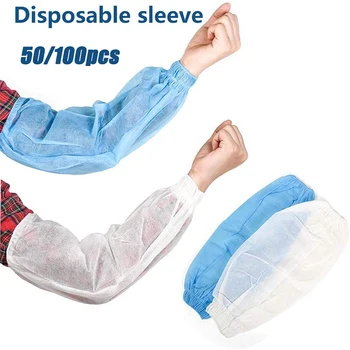 

100 / pack waterproof and oil-proof disposable arm sleeves elastic bands household cleaning supplies long sleeve sleeves