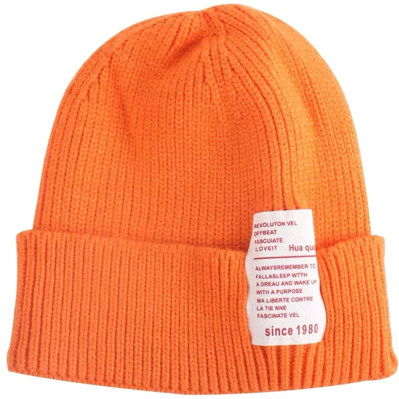 Orange Зимняя шапка для детей; вязаная шапка для новорожденных; вязаные однотонные Детские шапочки; шапки для мальчиков и девочек; головные уборы для малышей; детская шапка; аксессуары - Цвет: Orange