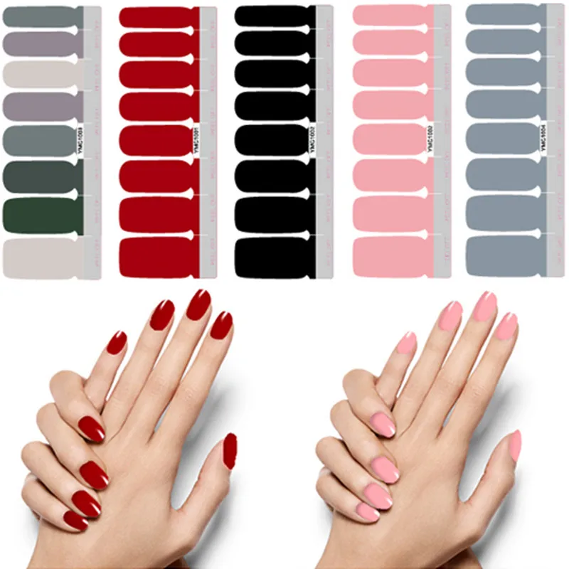 Polish Foils Stickers Tips Adhesive 3d-Decals Nail-Art Full-Cover Waterproof Women Pure-Color