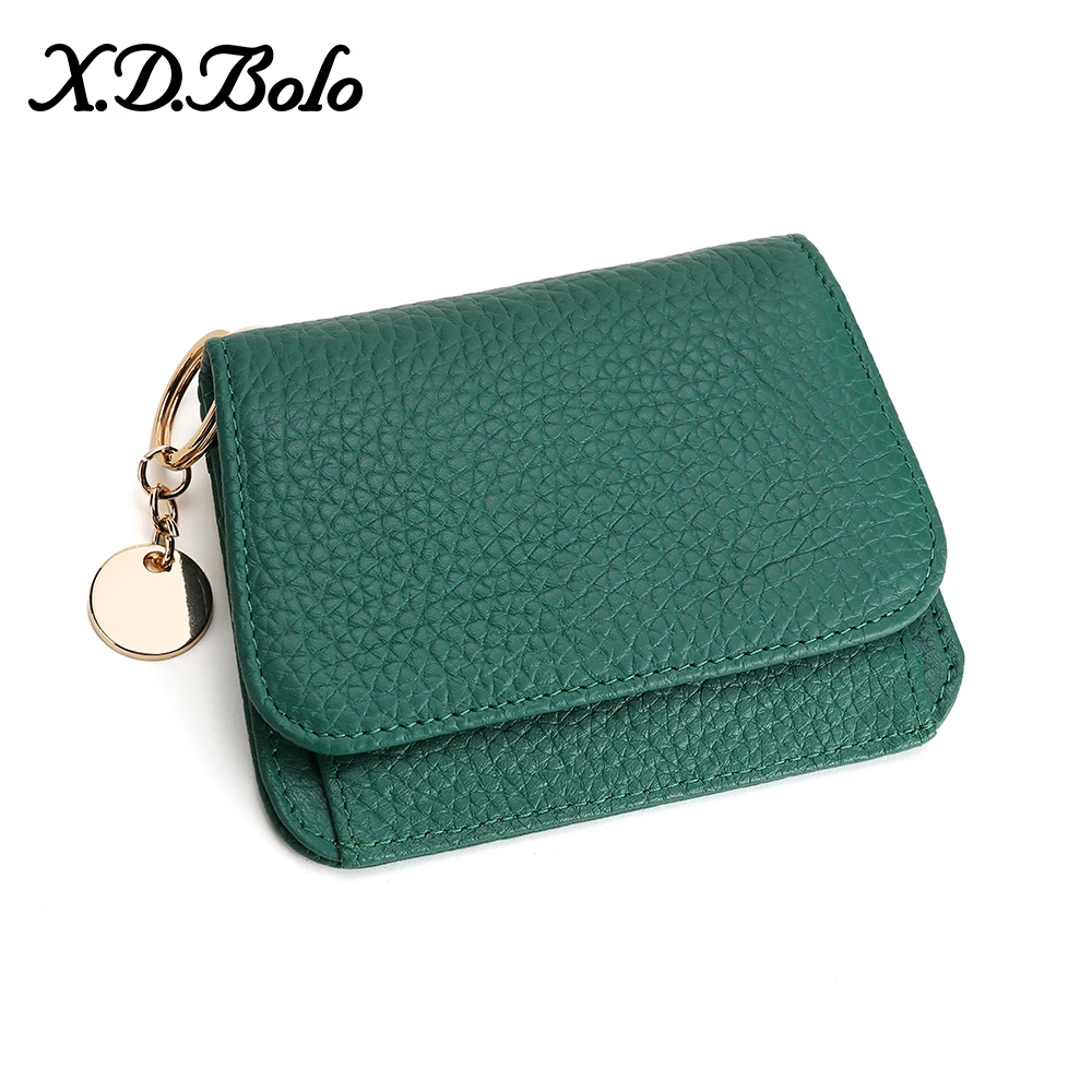 Cartera de piel auténtica para mujer, monedero pequeño cremallera, tarjetero|Carteras| - AliExpress