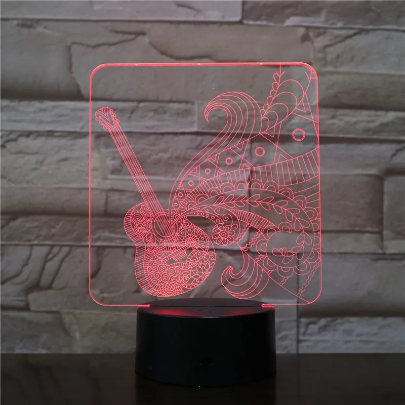 Красочная гитара сенсорная 3d лампа Иллюзия светодиодная Ночная USB атмосферная настольная лампа для детей подарок для детей прикроватная кровать свет 2459