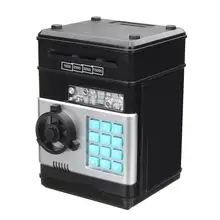 Hucha electrónica cajero automático de la contraseña de la caja de dinero efectivo hucha para ahorro de monedas Cajero Automático caja fuerte de banco con música depósito automático billete de regalo