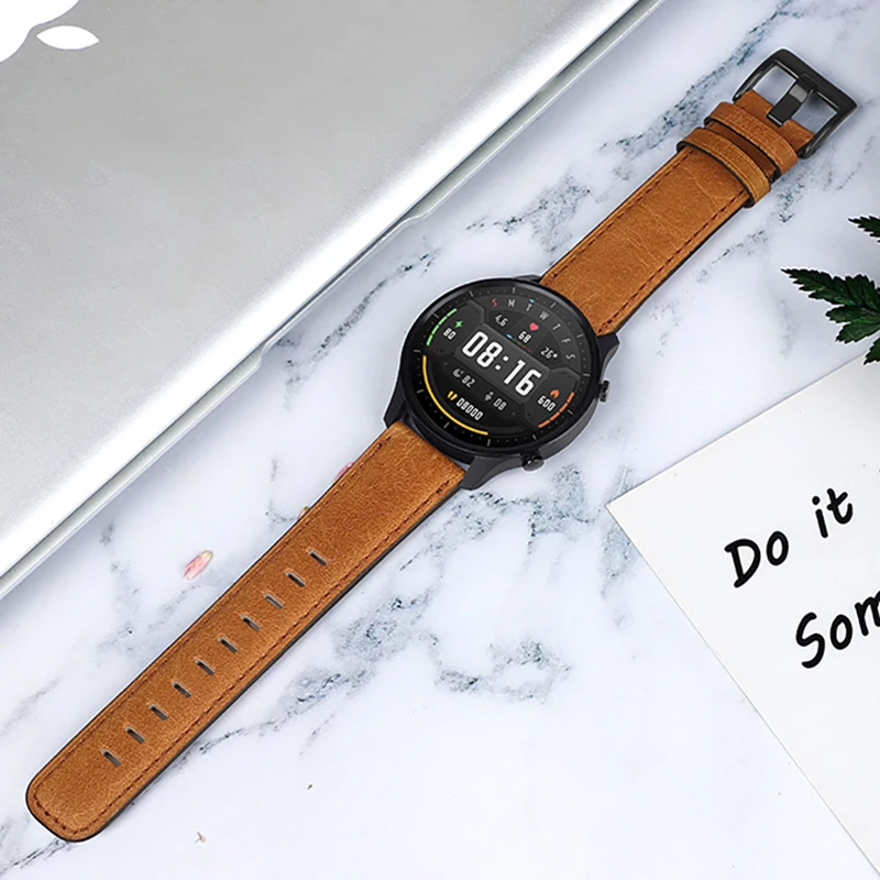 Genuine Leather band For samsung Galaxy watch3 46mm Gear S3 frontier bracelet correa huawei watch 2 gt strap 22mm 45m | Наручные часы