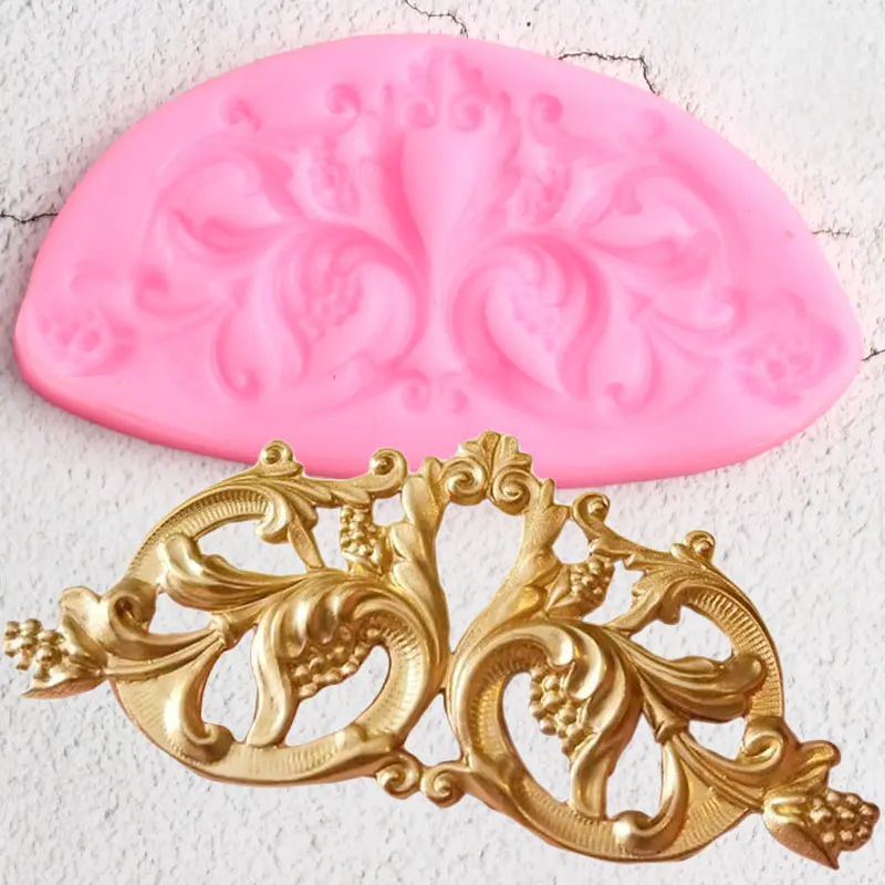

3D Baroque Scroll Relief Border Silicone Molds Leaves Wedding Fondant Cake Decorating Tools Candy Clay Chocolate Gumpaste Moulds