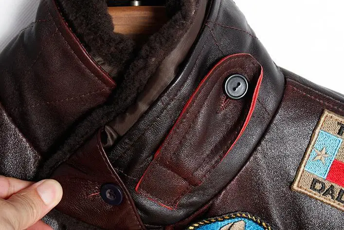 Air Force Flight Jacket Genuine Leather Jacket Men Winter Sheepskin Brown Coat B3 Pilot Tactical Army Military Plus Size 4XL 5XL