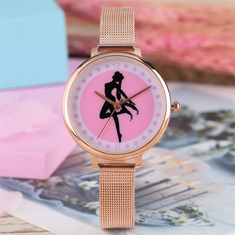 Женские Подарочные часы 2 шт набор женские наручные часы Роскошные простые женские часы-браслет повседневные часы Сейлор Мун для девочек подарок